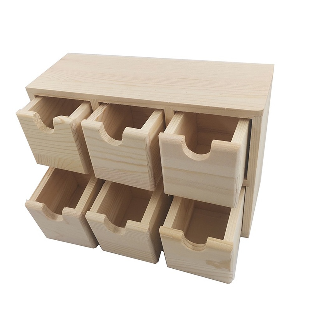 Desk Setup Design - Drewniane pudełko do przechowywania z sześcioma