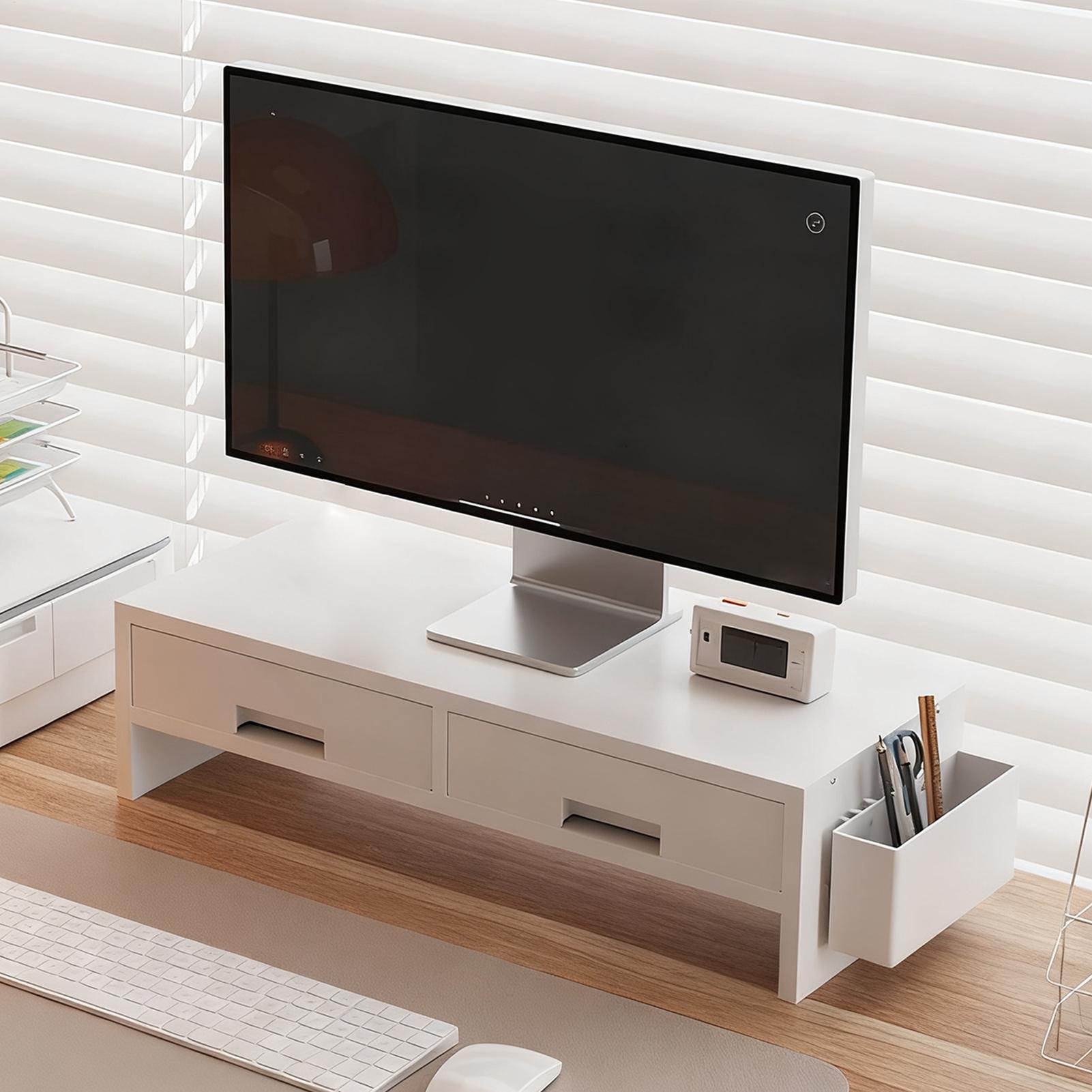 Desk Setup Ergonomic - Podstawka pod monitor z podwójną szufladą,