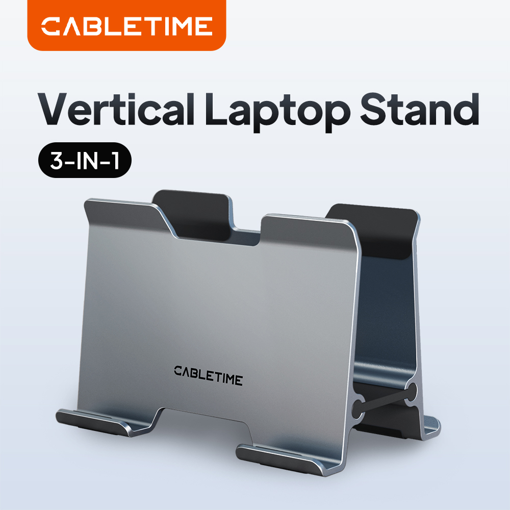 Vertical Laptop Stand - CABLETIME Pionowy Stojak na Laptopa Aluminiowy
